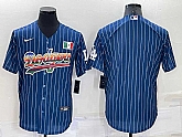 Los Angeles Dodgers Blank Navy Blue Pinstripe Mexico Cool Base Nike Jersey,baseball caps,new era cap wholesale,wholesale hats